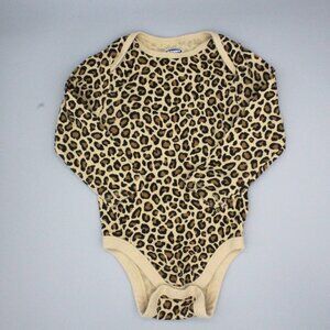Old Navy Baby Leopard Print Long Sleeve Rib-Knit Bodysuit 12–18M